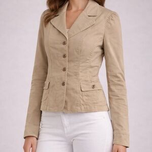 D&G Dolce & Gabbana Beige Cotton Tailored Utility Jacket